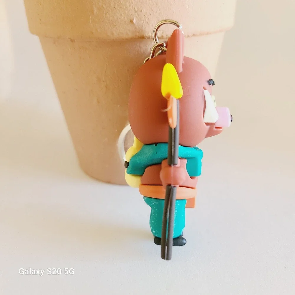 Cute Cartoon Boar Warrior Keychain for Kids Backpack Bag Charm‎ Accessory NEW